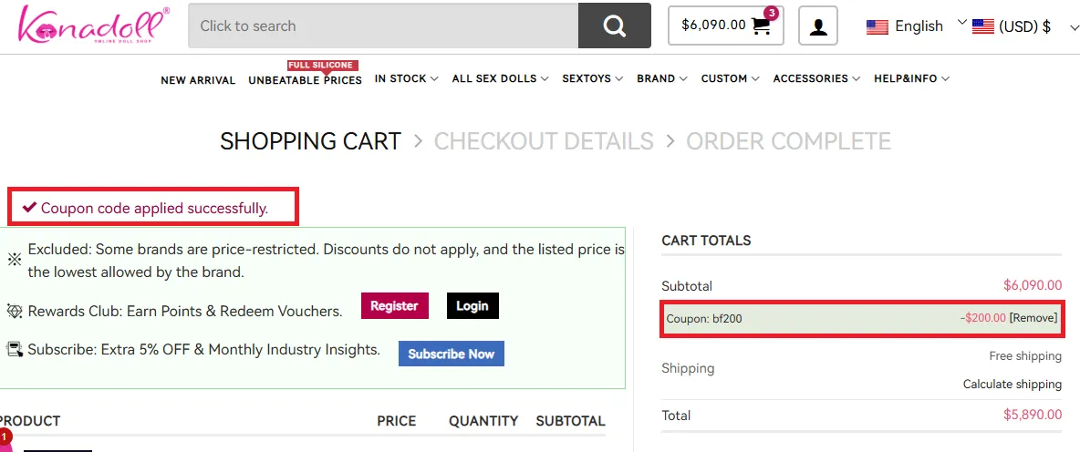 Kanadoll $200 off coupon code